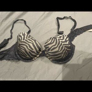 Gray zebra bra gel push up bra